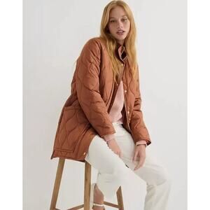 J. Crew Women's Quilted Cocoon Puffer Jacket with Primaloft Bronze Nutmeg Sz L